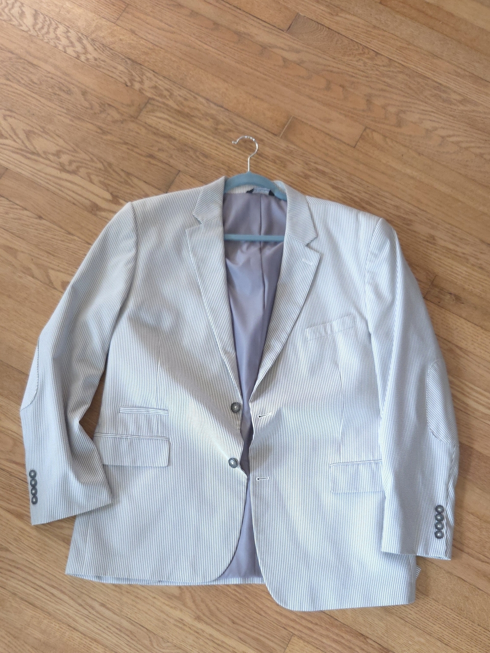 Light Blue Seersucker Sport Coat - Classic Two-Button Blazer